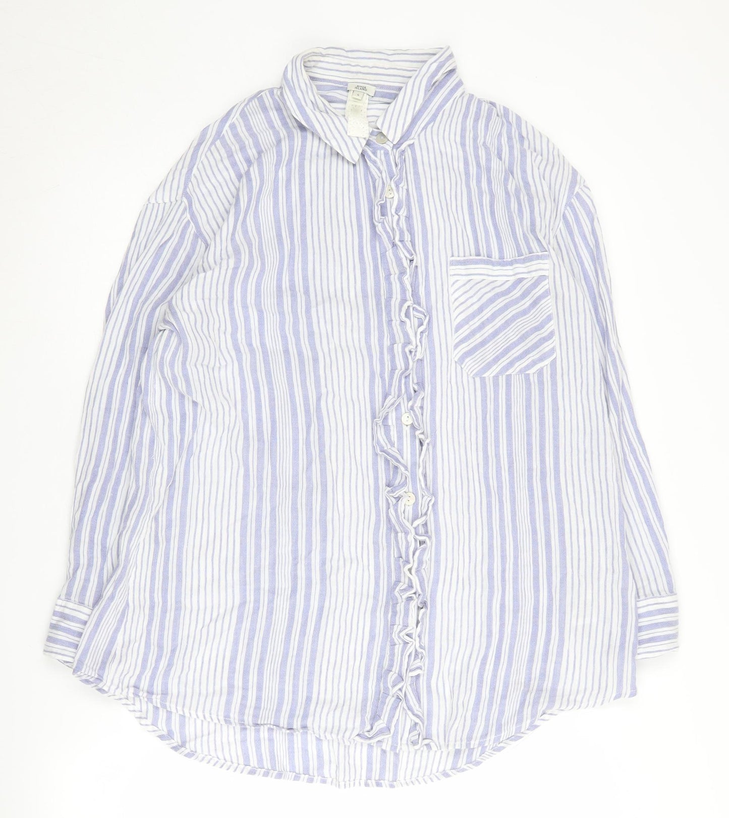 River Island Women's Blue Striped Button-Up Shirt S