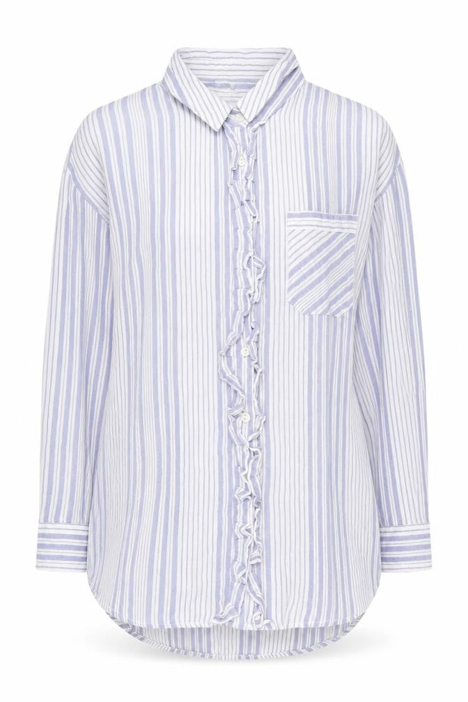 Front view of River Island Women's Blue Striped Button-Up Shirt S