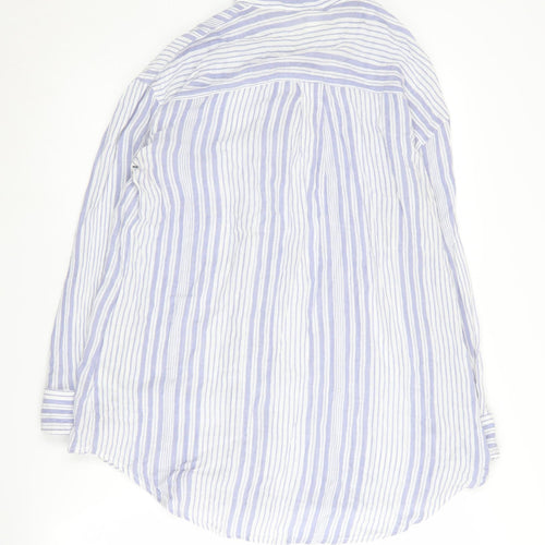 River Island Women's Blue Striped Button-Up Shirt S