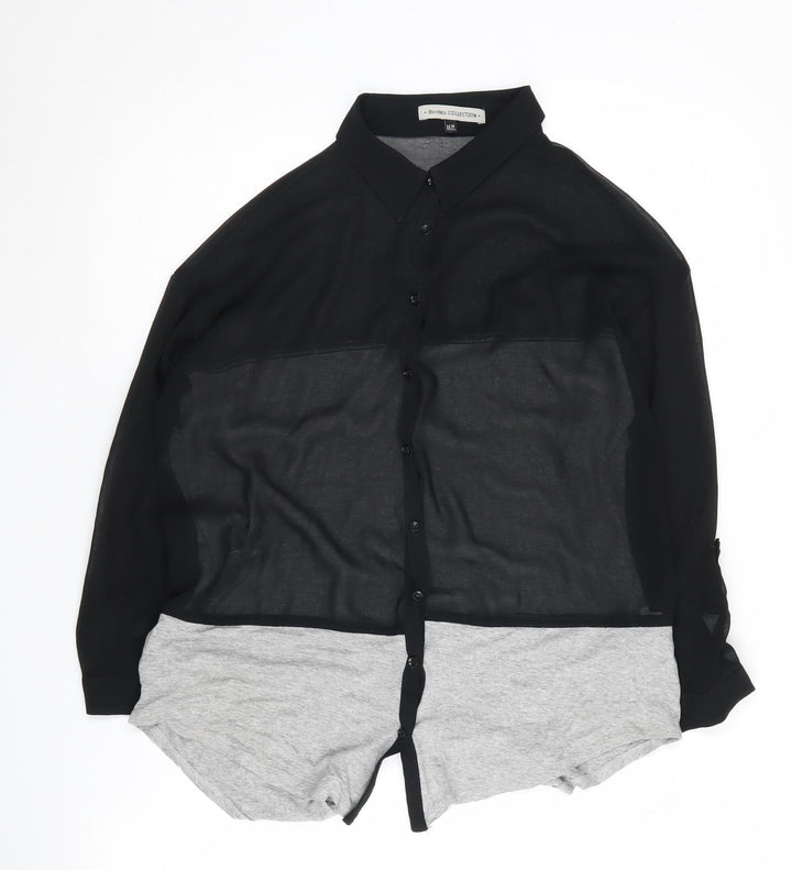 Bershka Women's Black Button-Up Medium Shirt