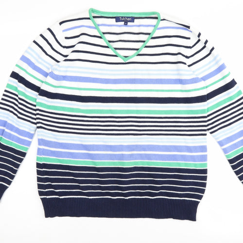 Tulchan Women's Multicoloured Striped Pullover Jumper M
