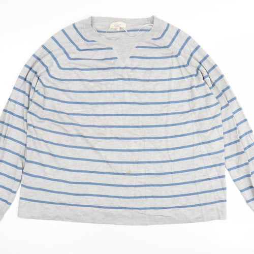 Linea Women's Grey Striped Pullover Jumper - M