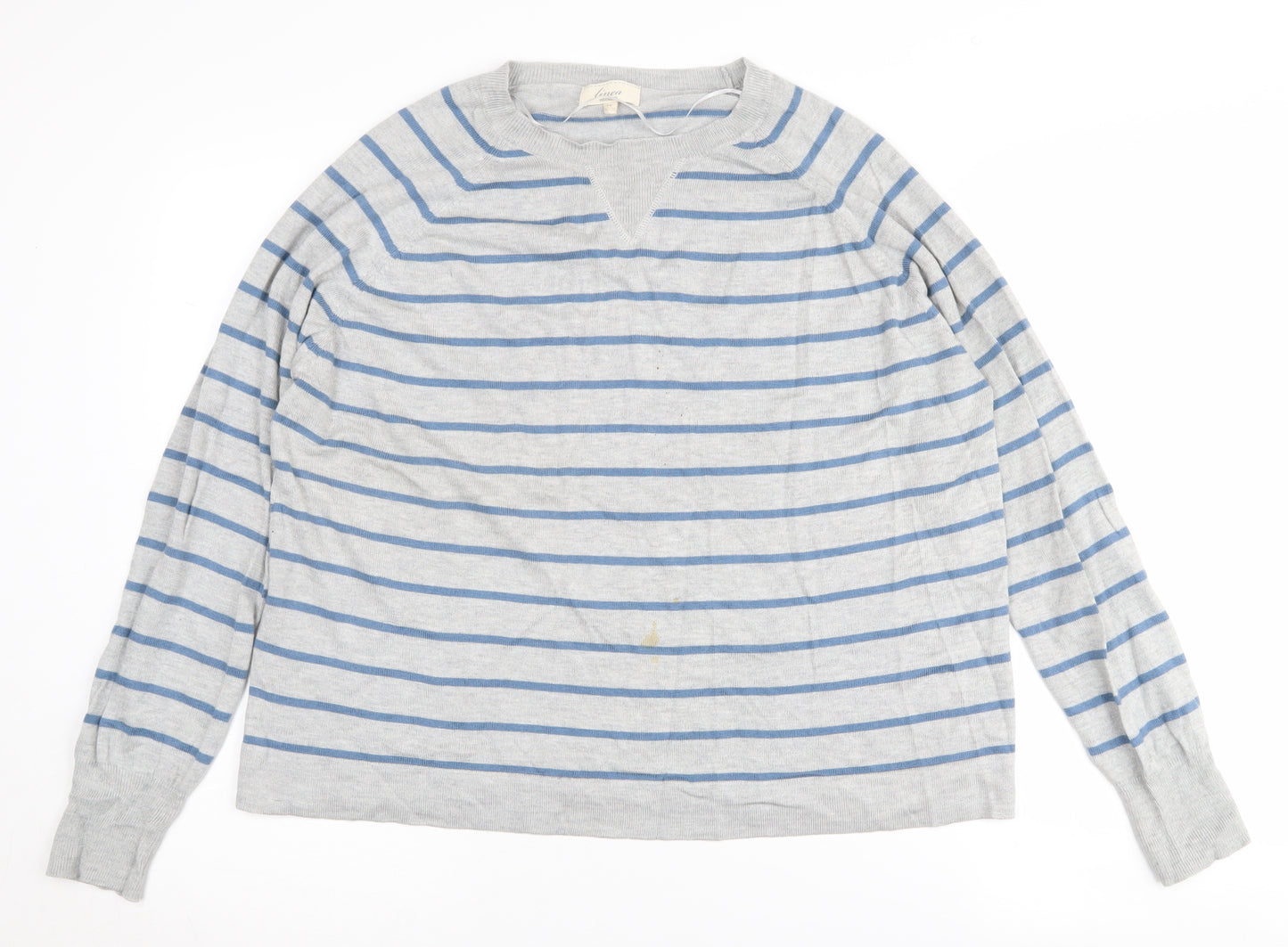 Linea Women's Grey Striped Pullover Jumper - M