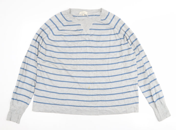 Linea Women's Grey Striped Pullover Jumper - M