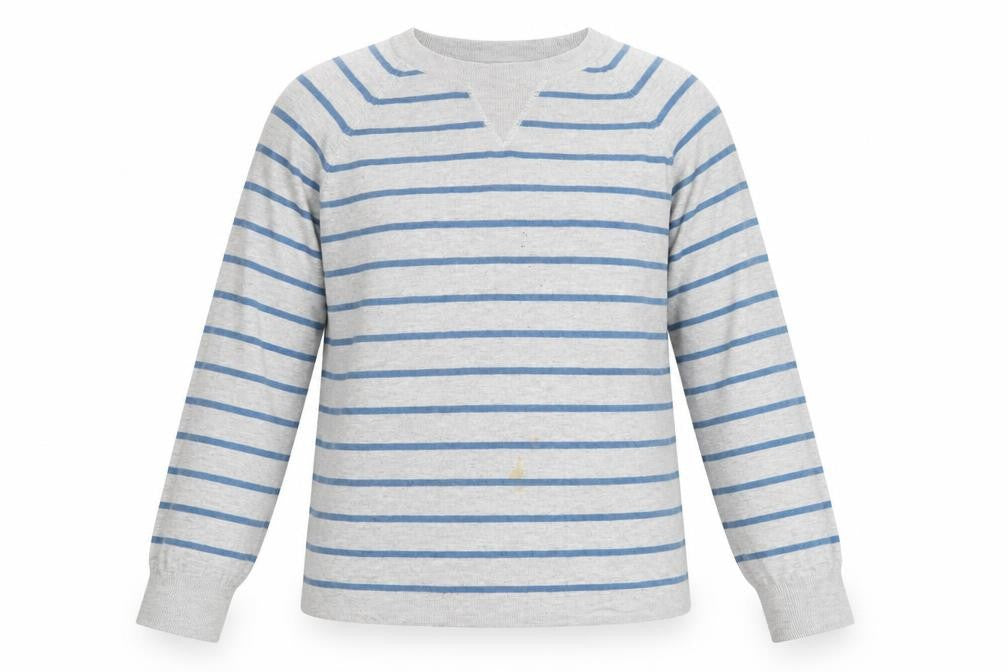 Front view of Linea Women's Grey Striped jumper - M