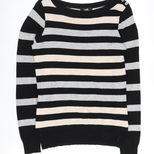 Wallis Women's Black Striped Pullover Jumper Size 10