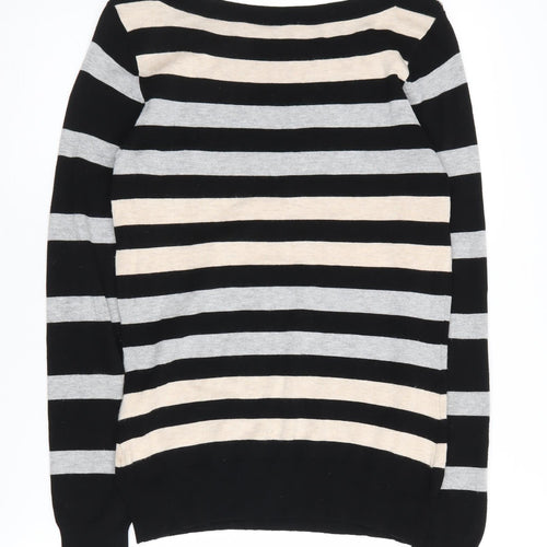 Wallis Women's Black Striped Pullover Jumper Size 10