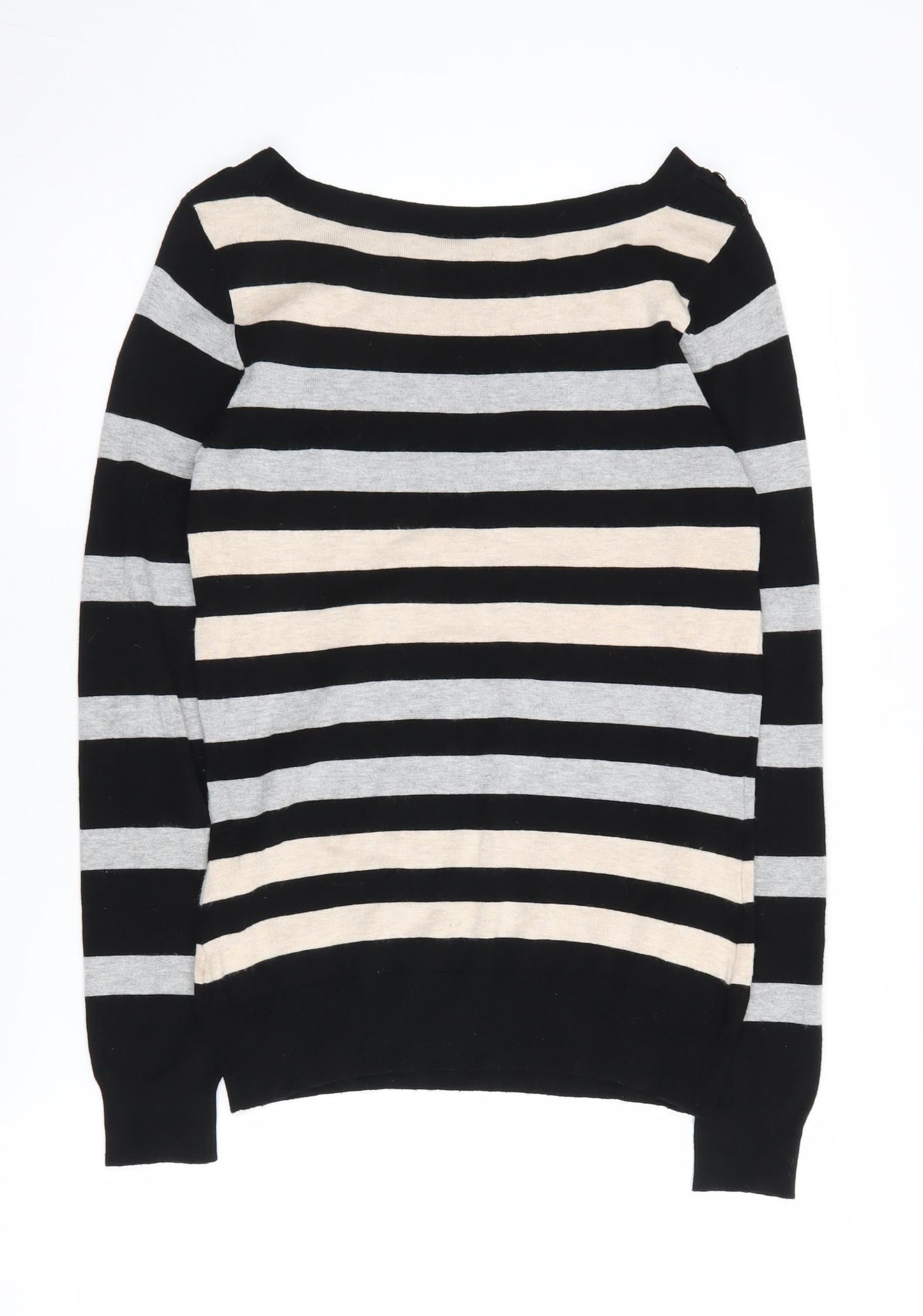 Wallis Women's Black Striped Pullover Jumper Size 10