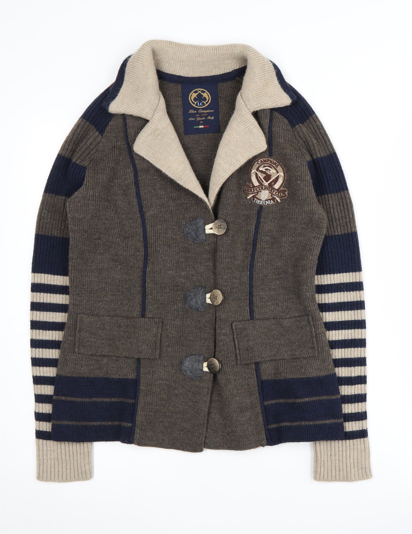 Lisa Campione Women's Brown Striped Jumper, Size 10