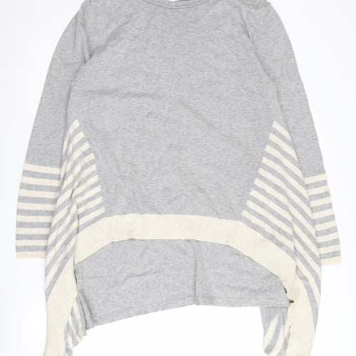Jorli Women's Grey Striped XL Knit Jumper