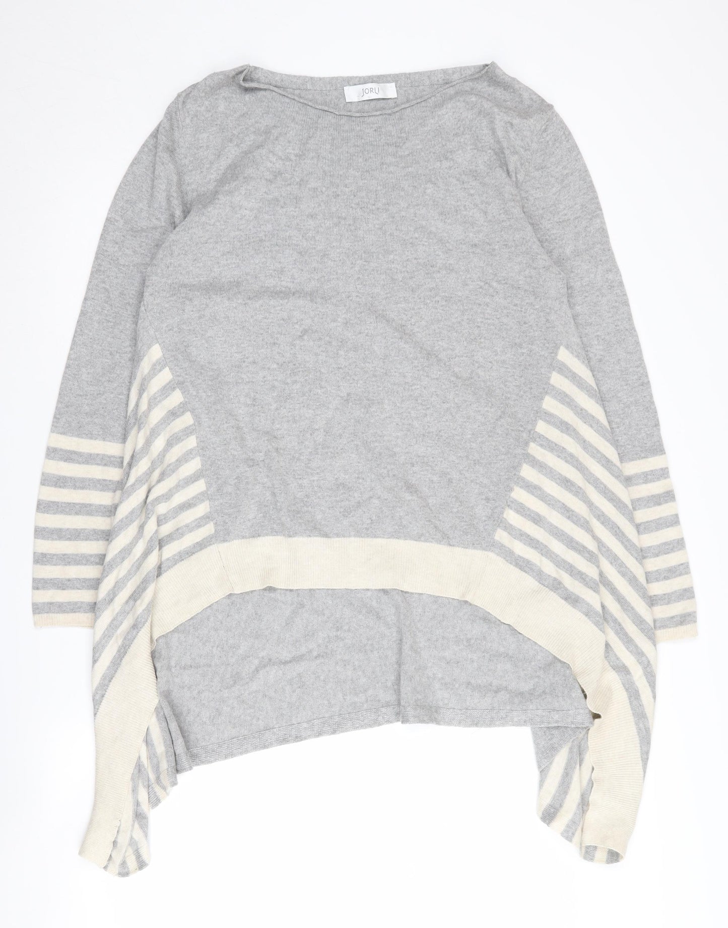 Jorli Women's Grey Striped XL Knit Jumper