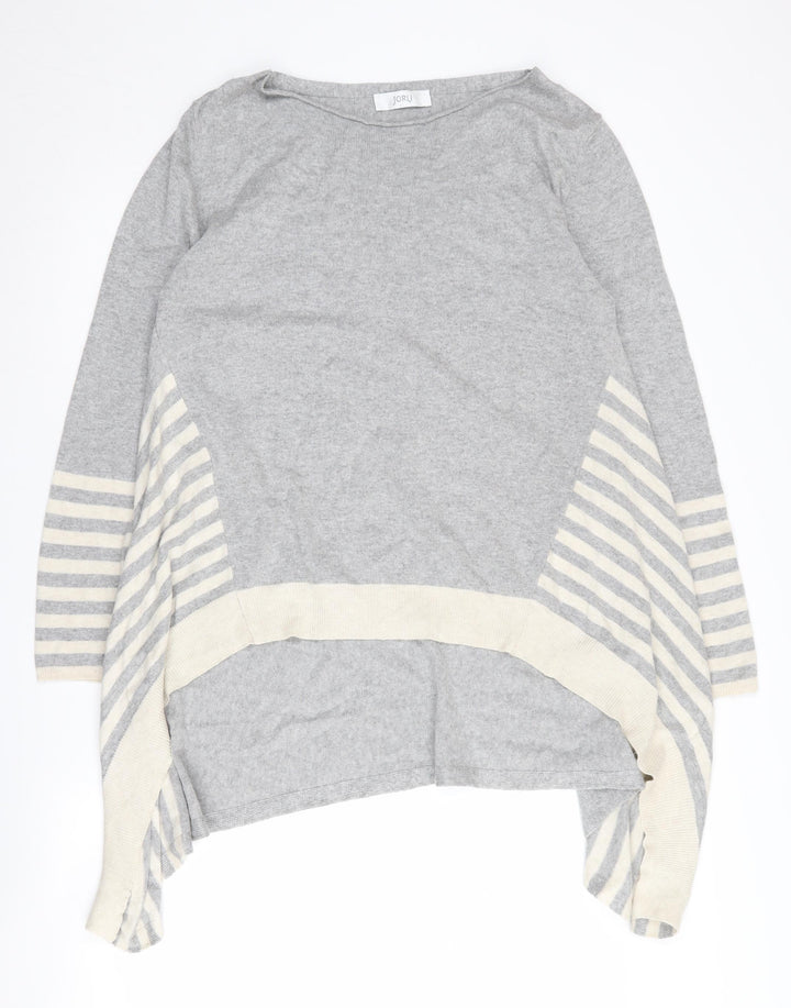 Jorli Women's Grey Striped XL Knit Jumper