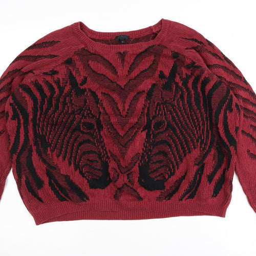 River Island Women's Red Animal Print Pullover Jumper