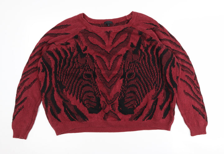 River Island Women's Red Animal Print Pullover Jumper
