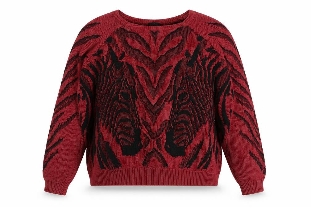 Front view of River Island Women's Red Animal Print jumper