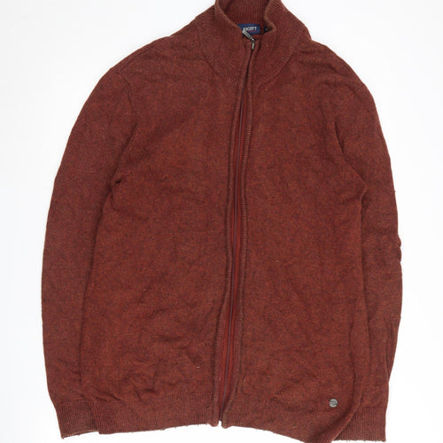 J.T. ASHCOTT Men's Brown Full Zip XL Wool Blend Jumper