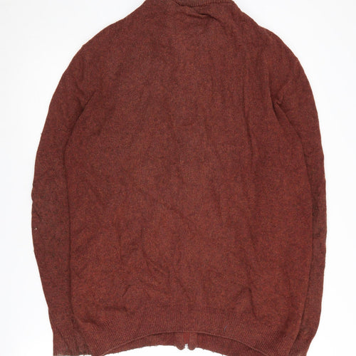 J.T. ASHCOTT Men's Brown Full Zip XL Wool Blend Jumper