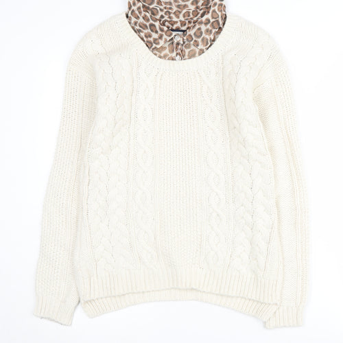 Next Women's Ivory Cable-Knit Pullover Jumper, Size 8