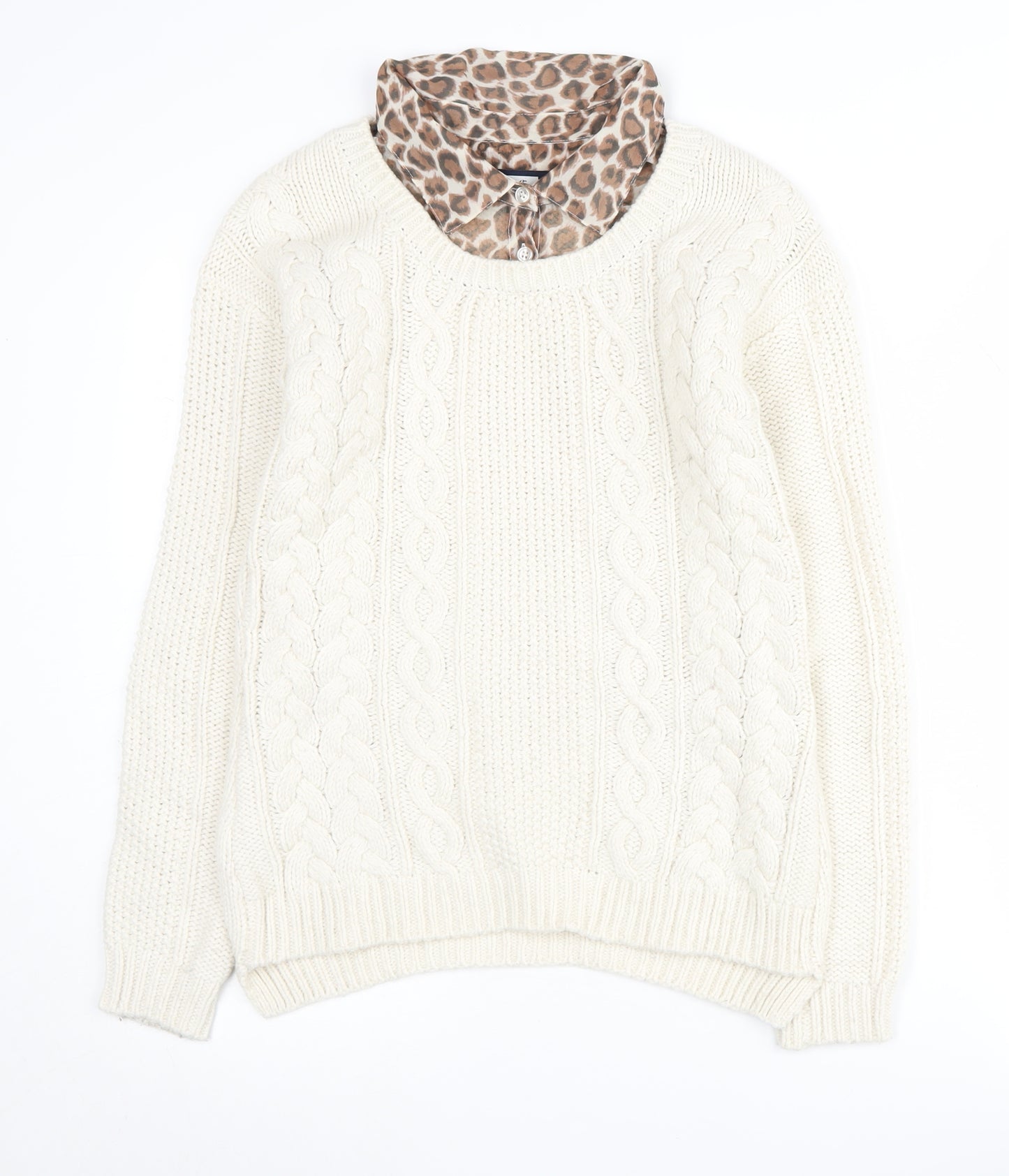 Next Women's Ivory Cable-Knit Pullover Jumper, Size 8