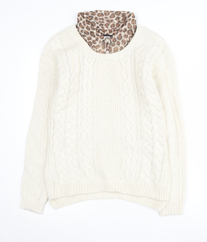 Next Women's Ivory Cable-Knit Pullover Jumper, Size 8