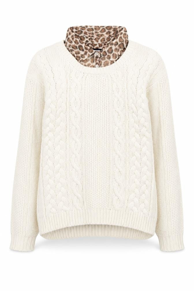 Front view of Next Women's Ivory Cable-Knit jumper, size 8