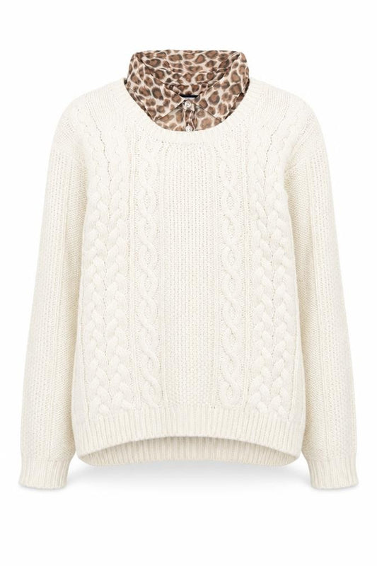 Front view of Next Women's Ivory Cable-Knit jumper, size 8