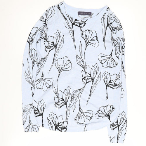 Marks and Spencer Women's Blue Floral Jumper Size 6