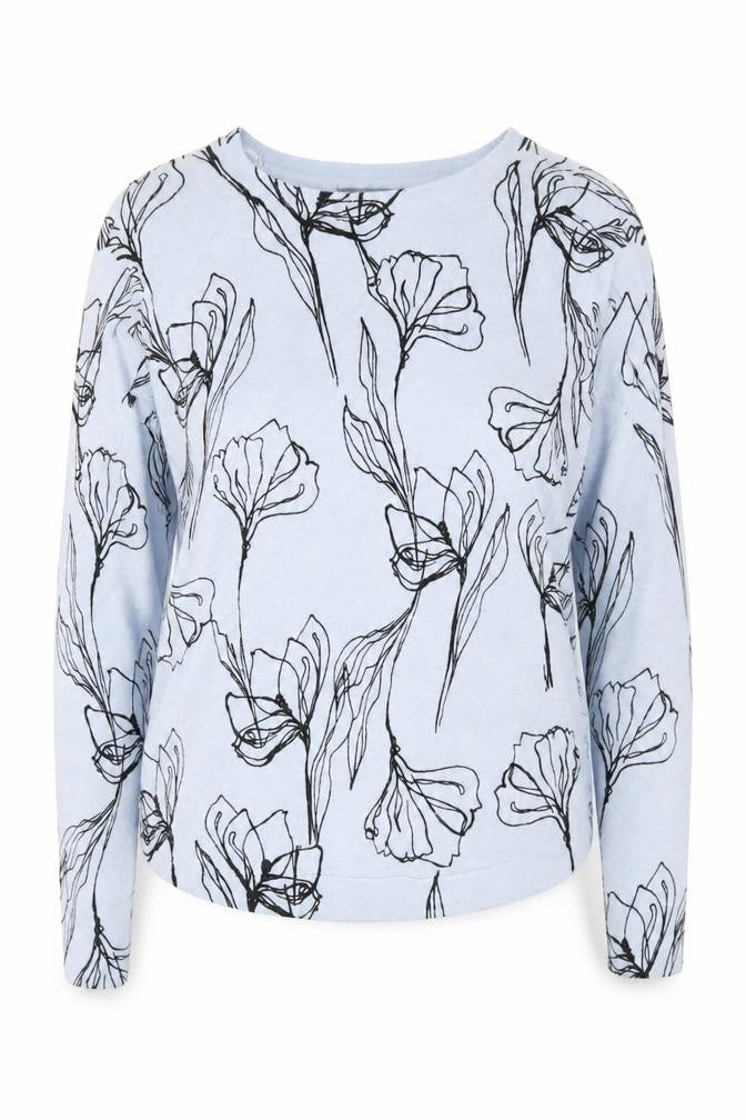 Front view of Marks & Spencer Women's Blue Floral Jumper, size 6