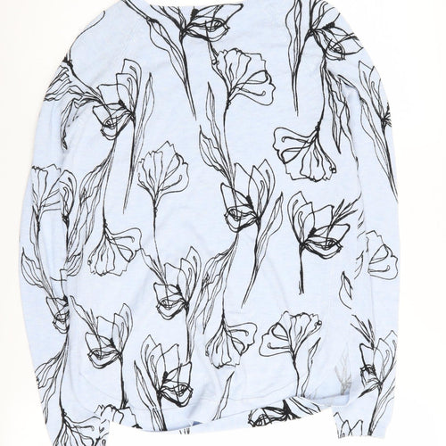 Marks and Spencer Women's Blue Floral Jumper Size 6