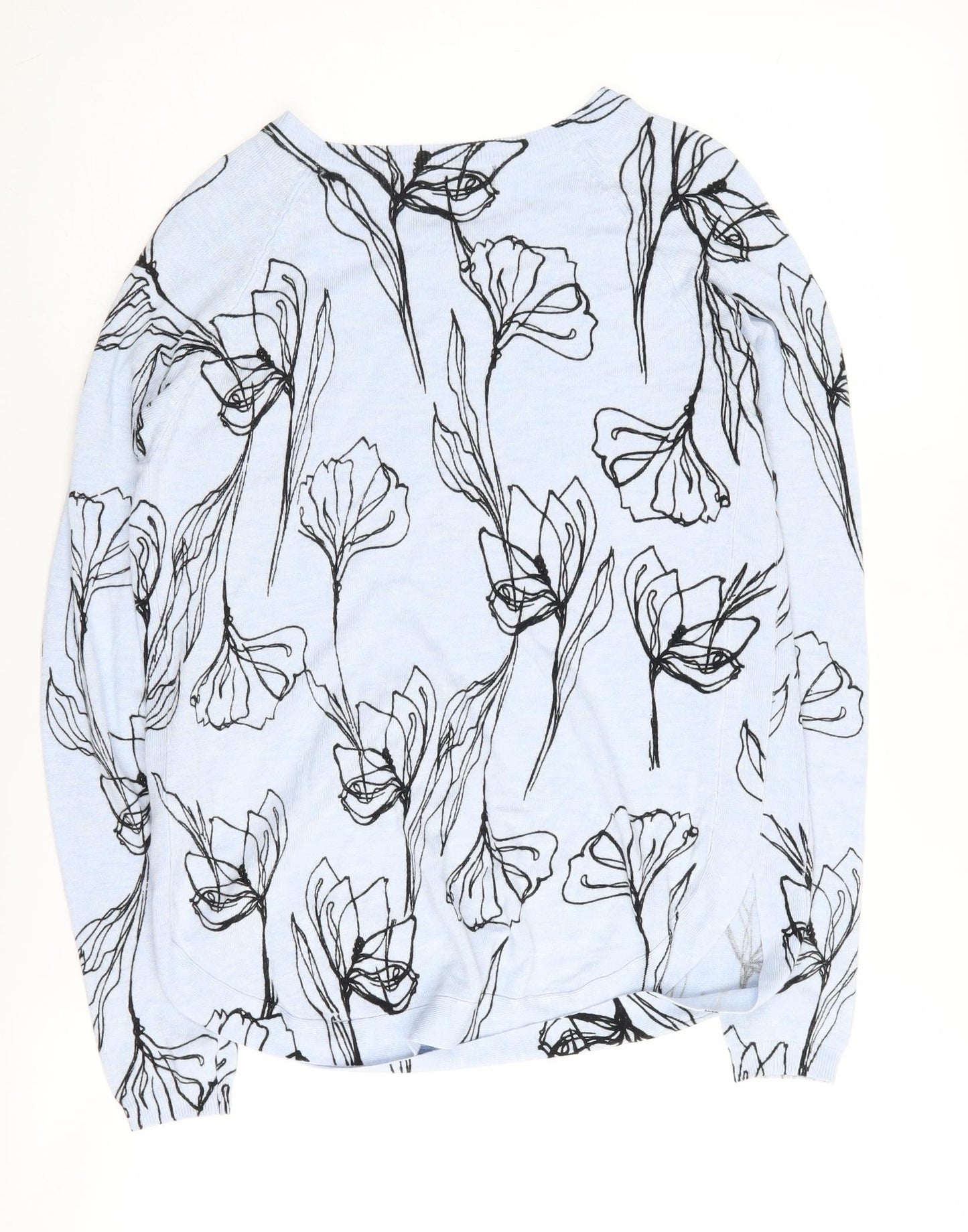 Marks and Spencer Women's Blue Floral Jumper Size 6