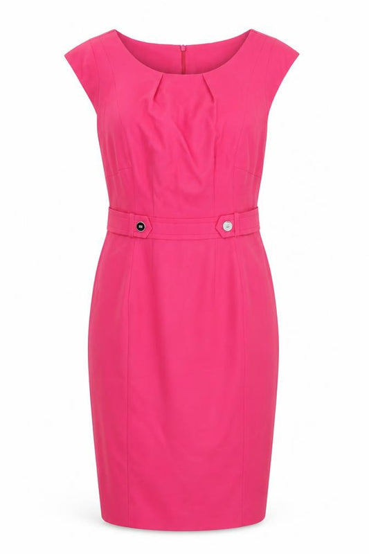 Front view of BHS Women's Pink Knee Length Sheath Dress, size 14