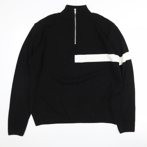 boohooMAN Men's Black Medium Full Zip Jumper