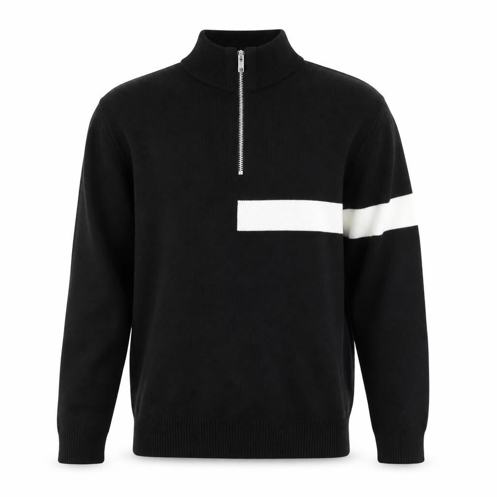 Front view of boohooMAN Men's Black Medium Full Zip Jumper