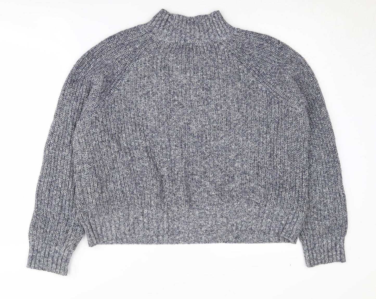 Fat Face Women's Grey Mock Neck Cable-Knit Jumper Size 14