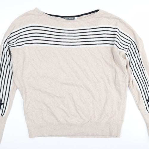 Mint Velvet Women's Beige Striped Pullover Jumper M