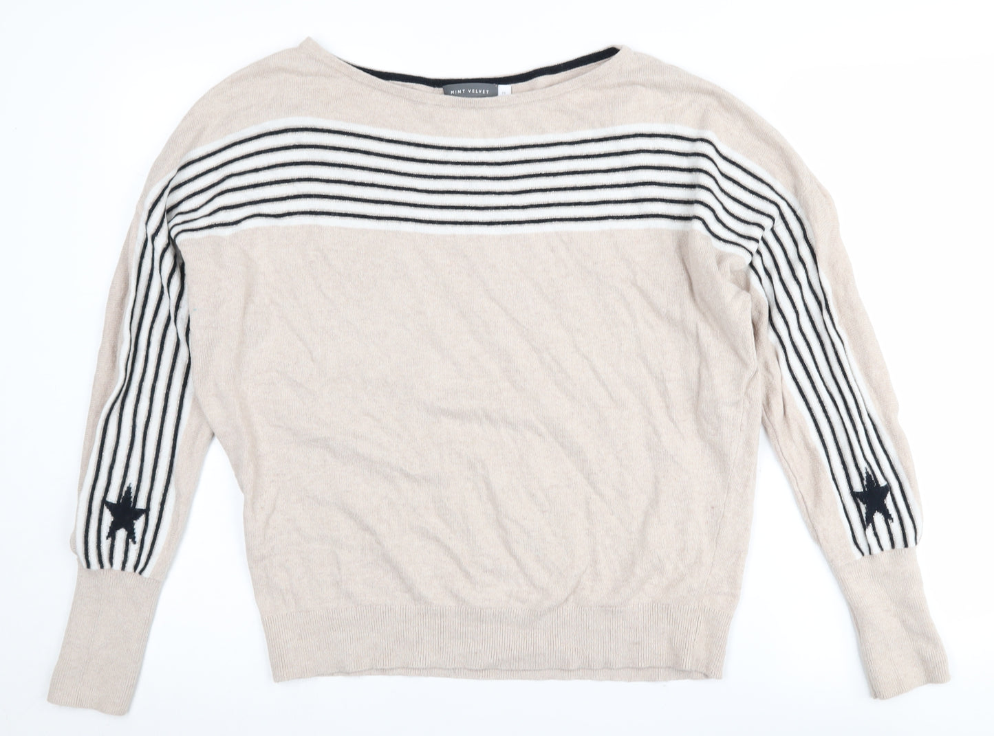 Mint Velvet Women's Beige Striped Pullover Jumper M