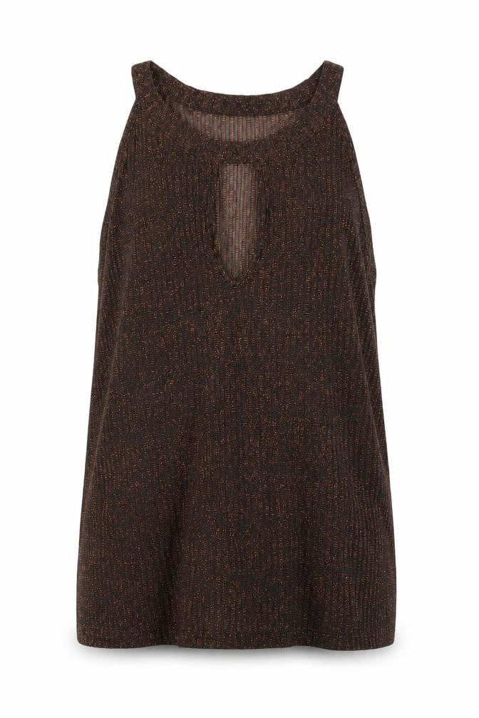 Front view of Next Women's Brown Cold Shoulder Knit Top, size 10