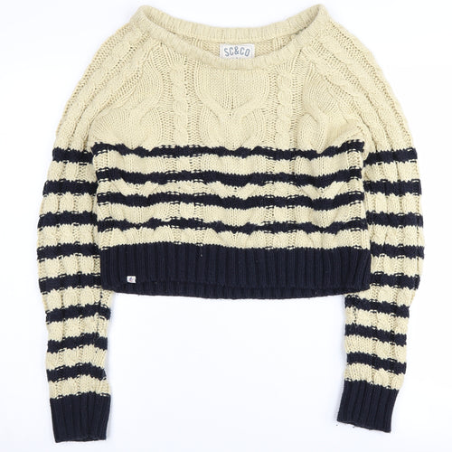 SoulCal&Co Women's Beige & Black Striped Jumper Size 12