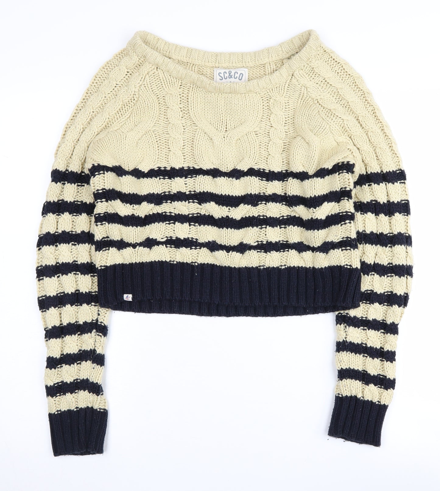 SoulCal&Co Women's Beige & Black Striped Jumper Size 12