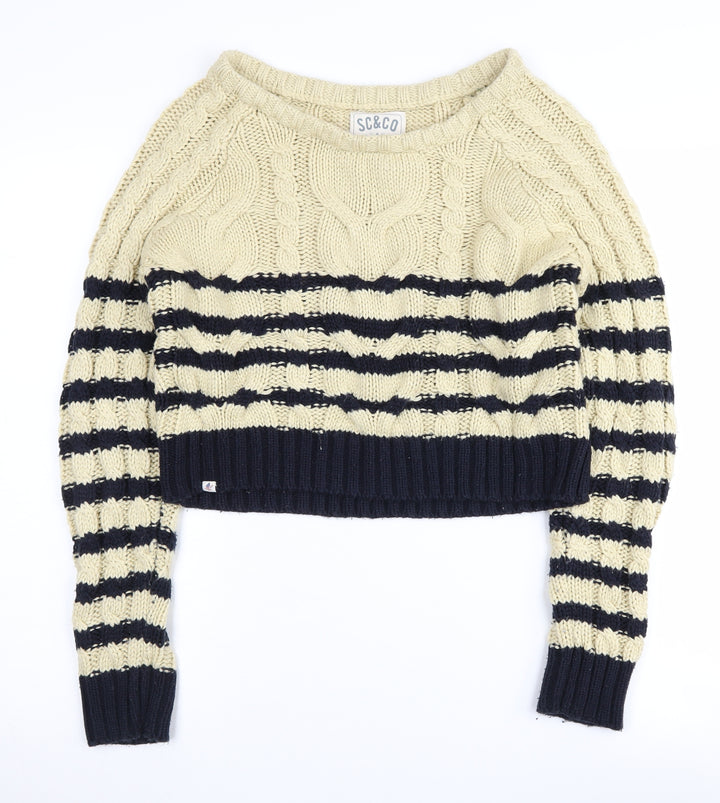 SoulCal&Co Women's Beige & Black Striped Jumper Size 12