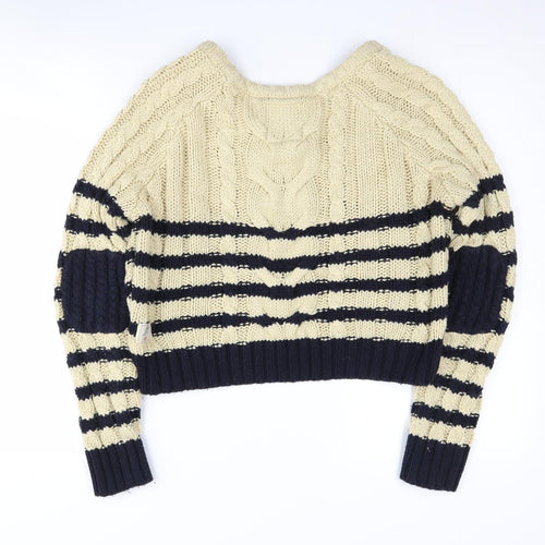 SoulCal&Co Women's Beige & Black Striped Jumper Size 12