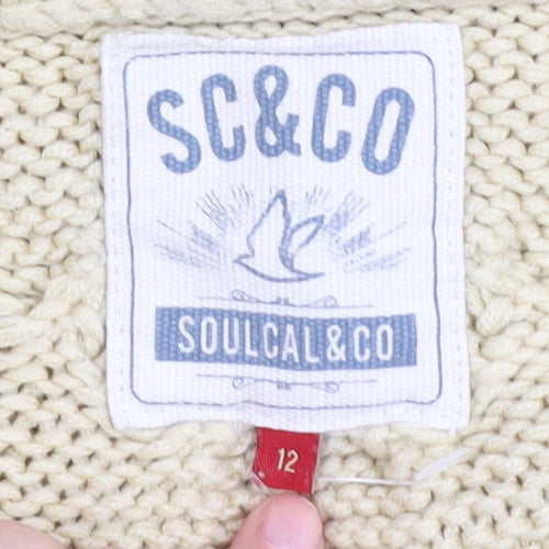SoulCal&Co Women's Beige & Black Striped Jumper Size 12