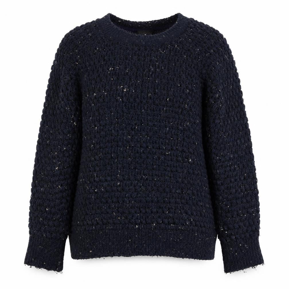 Front view of Topshop Women's Blue Crew Neck jumper, size 10
