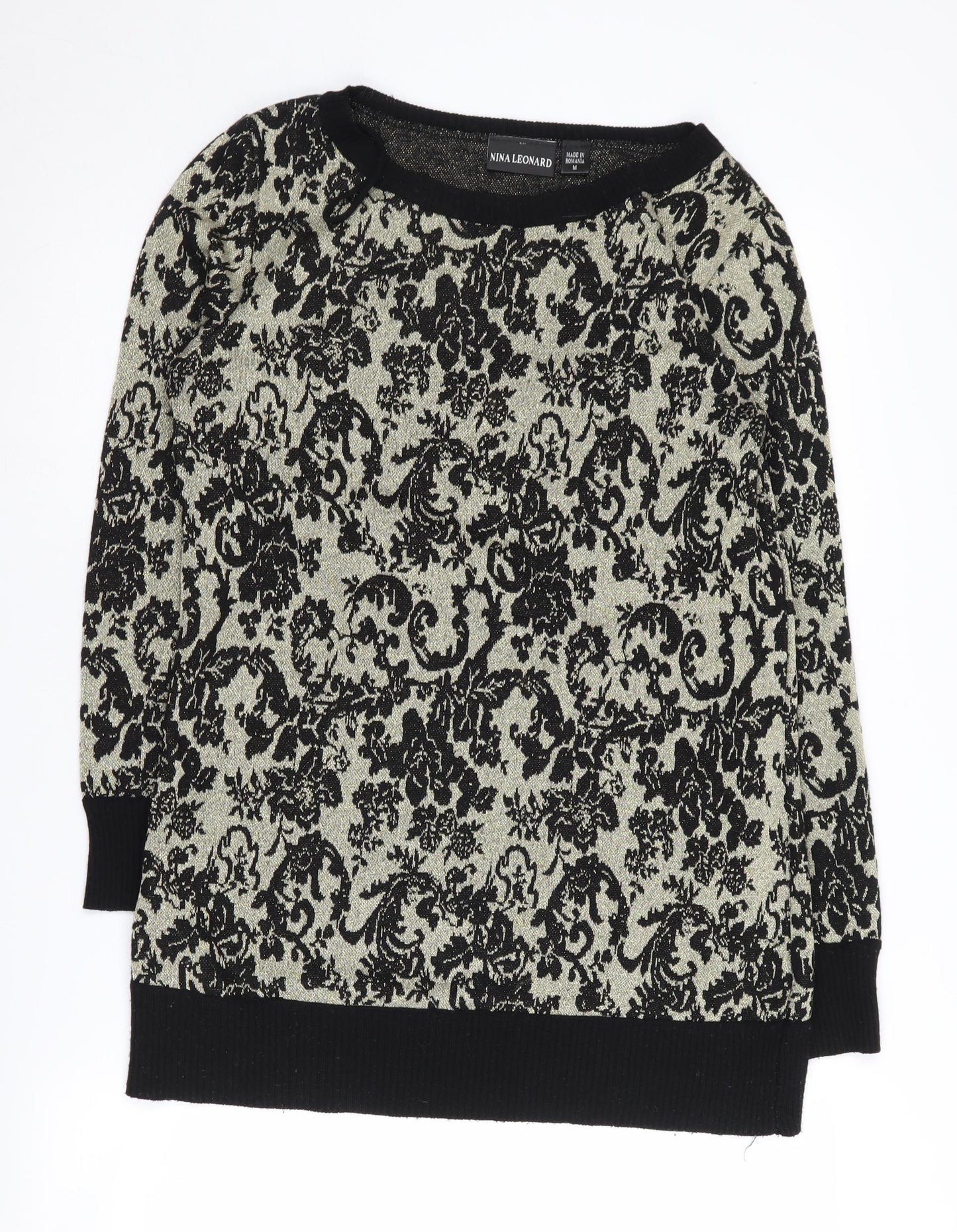 Nina Leonard Women's Black M Pullover Jumper