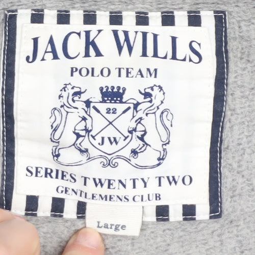 Jack Wills Men's Grey Wool Blend V-Neck Jumper Large