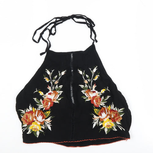Miss Selfridge Women's Black Floral Camisole Tank Top