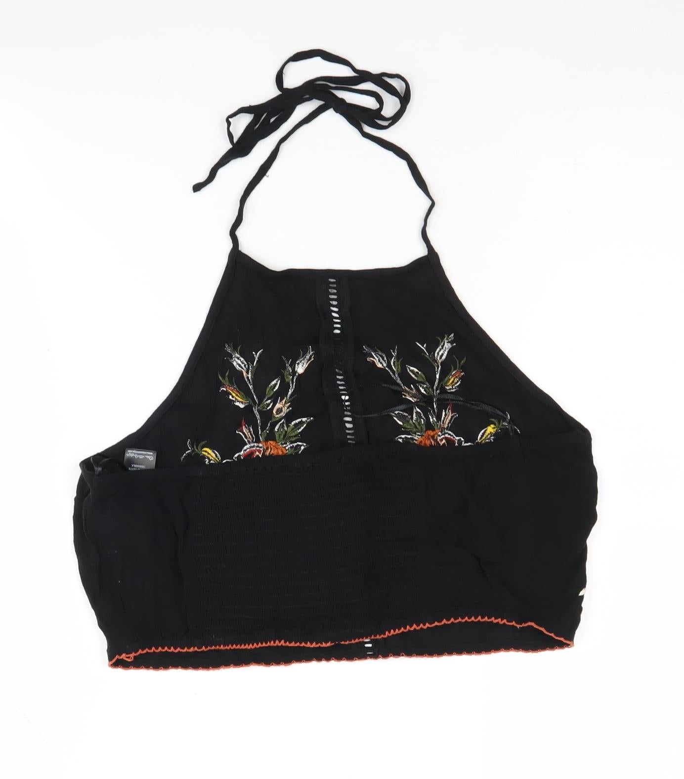 Miss Selfridge Women's Black Floral Camisole Tank Top