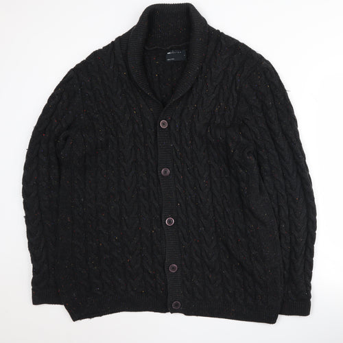 ASOS DESIGN Men's Black Cable-Knit Cardigan
