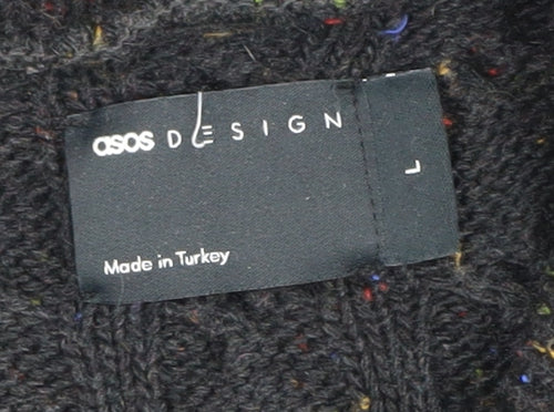 ASOS DESIGN Men's Black Cable-Knit Cardigan