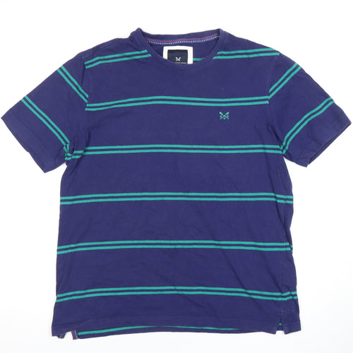 Crew Clothing Company Men's Blue Striped T-Shirt, Size L